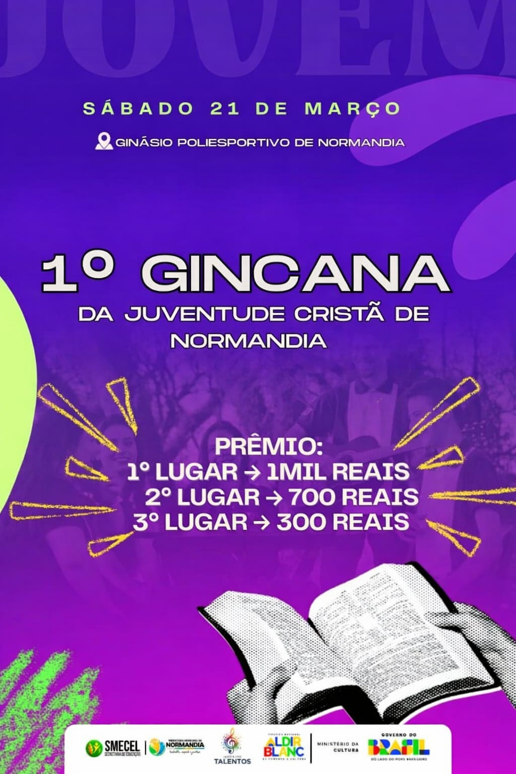 Flyer oficial da I Gincana da Juventude Cristã